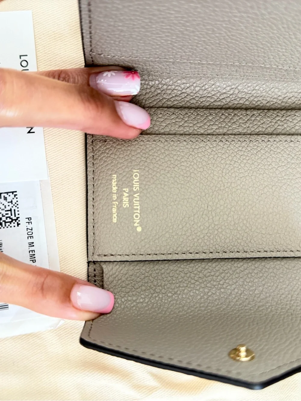 Louis Vuitton Turtledove Pebbled Envelope Wallet with Gold Button